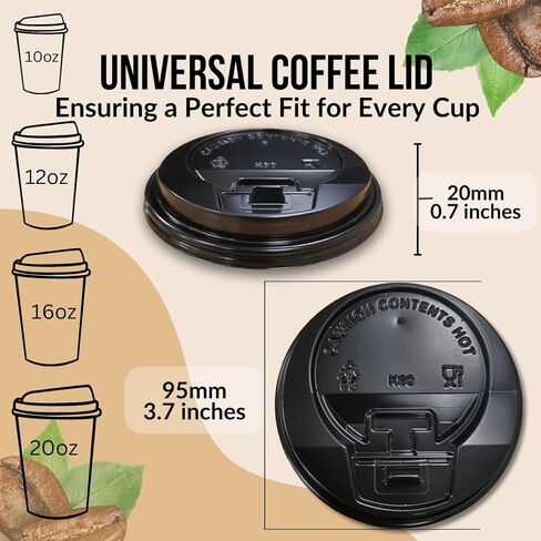 Pack of 200, Black Disposable Coffee Cup Lock Lids, Coffee Cup Lids 10-20 oz in Kuwait