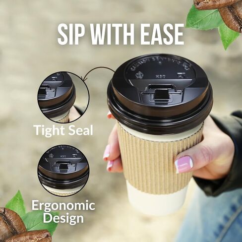 Pack of 200, Black Disposable Coffee Cup Lock Lids, Coffee Cup Lids 10-20 oz in Kuwait