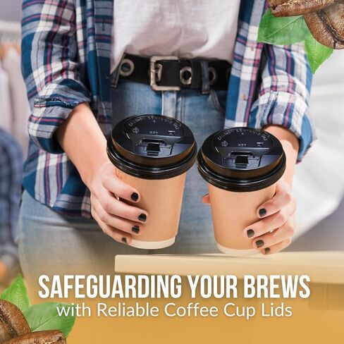 Pack of 200, Black Disposable Coffee Cup Lock Lids, Coffee Cup Lids 10-20 oz in Kuwait
