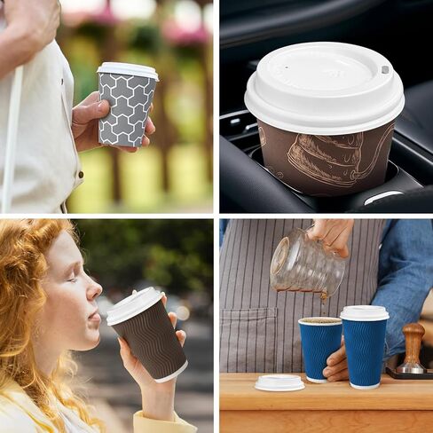 240 Pack Coffee Cup Lids, Disposable Coffee Lid, Leak Proof Plastic Lids for 10, 12, 16, 20, 24 oz Paper Cups, Hot Cup Lid 3.54 Inches/90 mm Diameter in Saudi Arabia