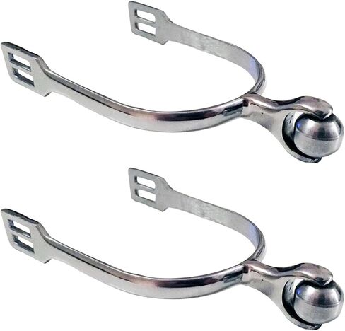1 Pair Men or Women Horse Spurs, Silver Stainless Steel English Spur with Smooth Roller Ball, Equestrian Supplies Horse-Training Riding Boot Spurs in Kuwait