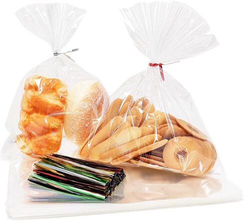 xlsfpy cellophane cellophane أكياس 4 × 9 بوصة ، 100pcs حفلة Goodie لصالح حلوى الأرز كيس مقرمش كيس بوب مع علاقات لملفات تعريف الارتباط عيد ميلاد عيد الميلاد حفل زفاف جديد in Kuwait