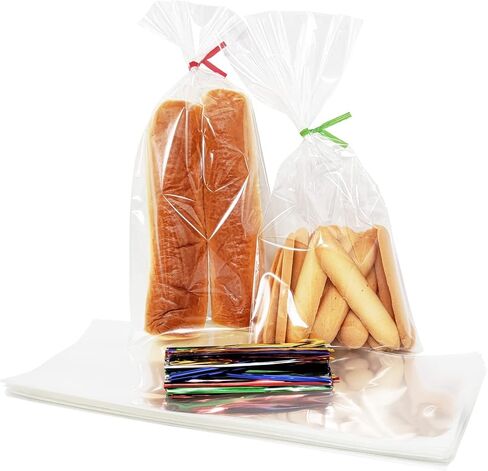 xlsfpy cellophane cellophane أكياس 4 × 9 بوصة ، 100pcs حفلة Goodie لصالح حلوى الأرز كيس مقرمش كيس بوب مع علاقات لملفات تعريف الارتباط عيد ميلاد عيد الميلاد حفل زفاف جديد in Kuwait