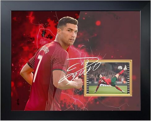 إطار صورة Xekamlzi Football Star Autograph تحت عنوان CR7 Retro Classic Moment Collage مقاس 10x8 بوصة - للديكور/التعليق على الحائط/إطار الصورة التذكارية/هدية للمعجبين والأطفال in Saudi Arabia