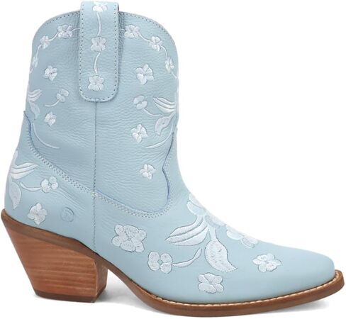 Dingo Womens Sweetheart Floral Embroidered Snip Toe Pull On Casual Boots Ankle Mid Heel 2-3" - Brown in Saudi Arabia