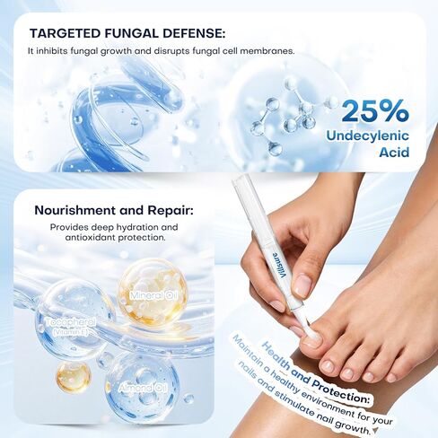 قلم فطريات أظافر القدم من فيلشور - علاج فطريات أظافر القدم بقوة إضافية، يحتوي على 25% من حمض الأنديسينويك وزيوت شجرة الشاي، بالإضافة إلى مكونات طبيعية أخرى، خفيف وغير مهيج - قلم فطريات الأظافر 5 قطع in Kuwait