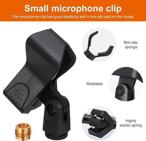 2 Pcs Universal Microphone Clip Adjustable Microphone Holder for Mic Stand Wireless Mic Holder with 5/8" Male to 3/8" Female Screw Adapter for Handheld Microphones in Kuwait