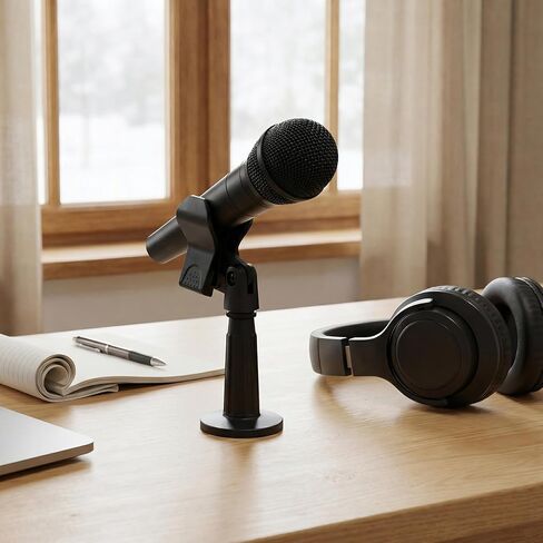 2 Pcs Universal Microphone Clip Adjustable Microphone Holder for Mic Stand Wireless Mic Holder with 5/8" Male to 3/8" Female Screw Adapter for Handheld Microphones in Kuwait