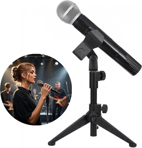 2 Pcs Universal Microphone Clip Adjustable Microphone Holder for Mic Stand Wireless Mic Holder with 5/8" Male to 3/8" Female Screw Adapter for Handheld Microphones in Kuwait