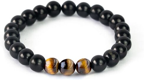 Karelian Heritage Shungite & Red Jasper Empath Crystal Healing Beaded Bracelet for Women and Men | 8 mm Handmade Unisex Authentic Shungite Stone Protection Jewelry BO39 in Kuwait