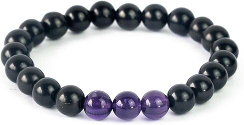 Karelian Heritage Shungite & Red Jasper Empath Crystal Healing Beaded Bracelet for Women and Men | 8 mm Handmade Unisex Authentic Shungite Stone Protection Jewelry BO39 in Kuwait