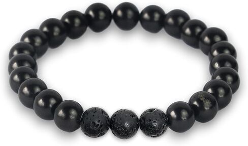 Karelian Heritage Shungite & Red Jasper Empath Crystal Healing Beaded Bracelet for Women and Men | 8 mm Handmade Unisex Authentic Shungite Stone Protection Jewelry BO39 in Kuwait