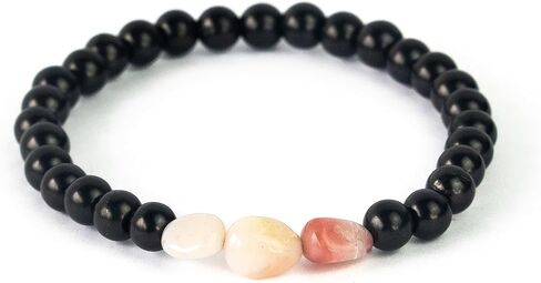 Karelian Heritage Shungite & Red Jasper Empath Crystal Healing Beaded Bracelet for Women and Men | 8 mm Handmade Unisex Authentic Shungite Stone Protection Jewelry BO39 in Kuwait