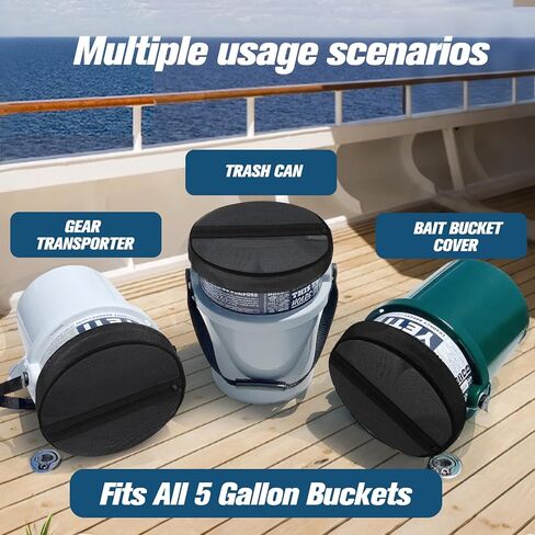 5 Gallon Bucket Multi-Purpose Adjustable Lid Cover with Mesh Opening – Ideal for Fishing, Bait Storage, or Trash Can Conversion (1) in Kuwait