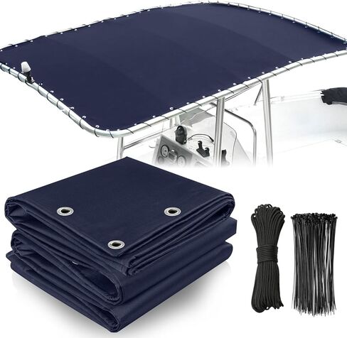 1200D Heavy Duty Marine Grade Boat T Top Canvas Replacement Center Console Boat Waterproof T Top Canvas with Storage Bag Without Frame Dark Navy (93" x 62") in Kuwait