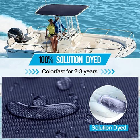 1200D Heavy Duty Marine Grade Boat T Top Canvas Replacement Center Console Boat Waterproof T Top Canvas with Storage Bag Without Frame Dark Navy (93" x 62") in Kuwait