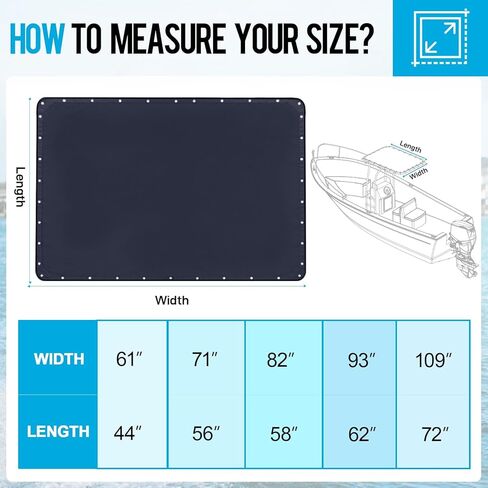 1200D Heavy Duty Marine Grade Boat T Top Canvas Replacement Center Console Boat Waterproof T Top Canvas with Storage Bag Without Frame Dark Navy (93" x 62") in Kuwait
