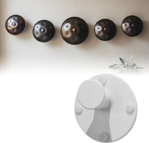 حامل طبل يدوي ولسان فولاذي على الحائط، حامل طبل يدوي ممتاز مع مخازن مطاطية، عرض وتخزين مثالي لعازفي الإيقاع (أبيض) in Kuwait