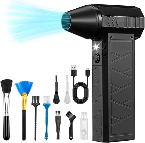 Duster Air Air مضغوط ، 180000 دورة في الدقيقة هواء كولون محمول مع ضوء LED ، 4 ترس من منفاخ الغبار القابل للتعديل ، مروحة توربو مصغرة ، هواء كهربائي لتنظيف الكمبيوتر ، منظف لوحة المفاتيح ، سيارة ، منزل in Kuwait