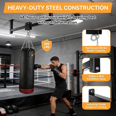 Heavy Bag Hanger Wall Ceiling Mount with Roller System, 300 LB Capacity Adjustable Punching Bag Hanger, Sliding Bracket for Boxing, Kickboxing, MMA Training in Kuwait