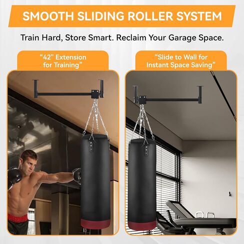 Heavy Bag Hanger Wall Ceiling Mount with Roller System, 300 LB Capacity Adjustable Punching Bag Hanger, Sliding Bracket for Boxing, Kickboxing, MMA Training in Kuwait