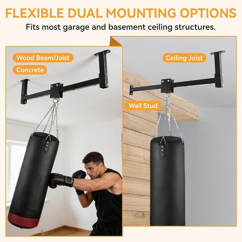 Heavy Bag Hanger Wall Ceiling Mount with Roller System, 300 LB Capacity Adjustable Punching Bag Hanger, Sliding Bracket for Boxing, Kickboxing, MMA Training in Kuwait