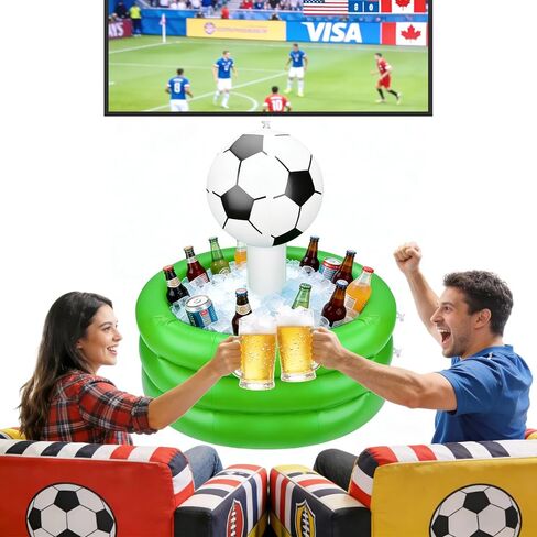 مبرد كأس العالم لكرة القدم 2026 قابل للنفخ، قالب تقديم ثلج متين من البولي فينيل كلوريد 0.6 مم، مبرد مشروبات محمول بسعة كبيرة للحفلات الرياضية، الشواء، تجمع الشاطئ والعائلة، دلاء ثلج لطاولة تبريد للحفلات 98 لتر in Kuwait