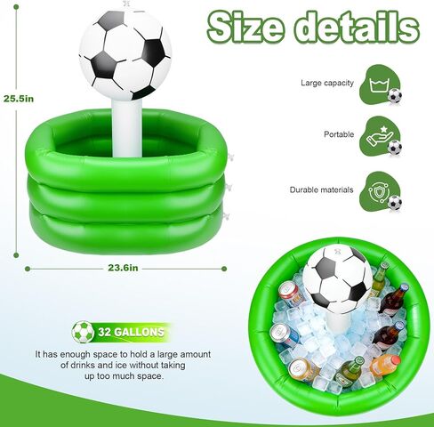 مبرد كأس العالم لكرة القدم 2026 قابل للنفخ، قالب تقديم ثلج متين من البولي فينيل كلوريد 0.6 مم، مبرد مشروبات محمول بسعة كبيرة للحفلات الرياضية، الشواء، تجمع الشاطئ والعائلة، دلاء ثلج لطاولة تبريد للحفلات 98 لتر in Kuwait