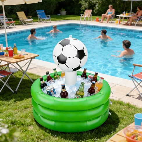 مبرد كأس العالم لكرة القدم 2026 قابل للنفخ، قالب تقديم ثلج متين من البولي فينيل كلوريد 0.6 مم، مبرد مشروبات محمول بسعة كبيرة للحفلات الرياضية، الشواء، تجمع الشاطئ والعائلة، دلاء ثلج لطاولة تبريد للحفلات 98 لتر in Kuwait