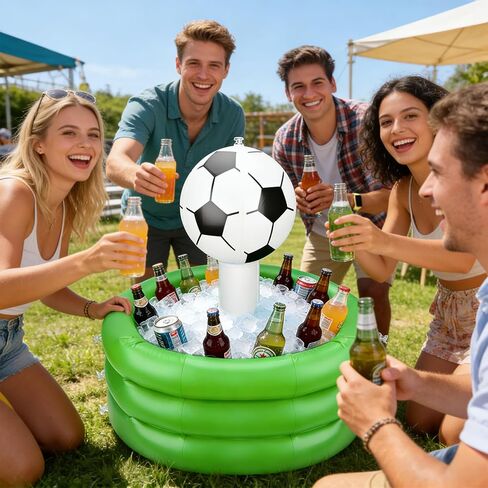 مبرد كأس العالم لكرة القدم 2026 قابل للنفخ، قالب تقديم ثلج متين من البولي فينيل كلوريد 0.6 مم، مبرد مشروبات محمول بسعة كبيرة للحفلات الرياضية، الشواء، تجمع الشاطئ والعائلة، دلاء ثلج لطاولة تبريد للحفلات 98 لتر in Kuwait