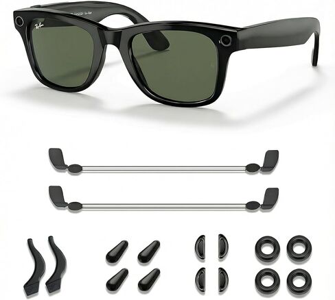5 in 1 Anti-Slip Kit for Ray-Ban Meta Gen 2 Wayfarer/Skyler/Headliner & Oakley HSTN, Nose Pads, Temple Grips, Silicone Rings, Adjustable Strap, Upgraded Anti-Dust Silicon, 20 PCS in Kuwait