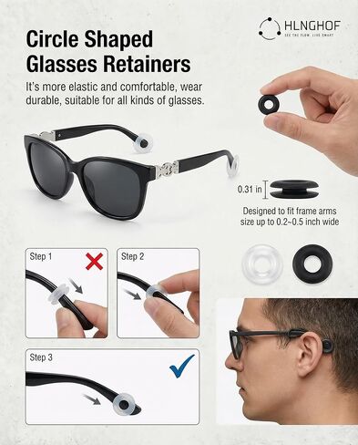 5 in 1 Anti-Slip Kit for Ray-Ban Meta Gen 2 Wayfarer/Skyler/Headliner & Oakley HSTN, Nose Pads, Temple Grips, Silicone Rings, Adjustable Strap, Upgraded Anti-Dust Silicon, 20 PCS in Kuwait