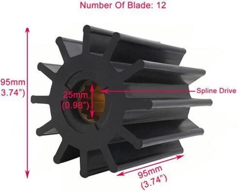 1pc 3830459 Sea Water Pump Flexible Impeller for 3830459 CEF 500163 JMP 8326-01 in Kuwait