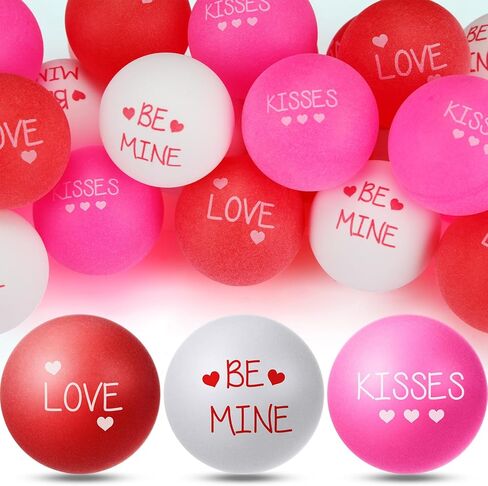 Soulchen 24 Pcs Valentines Day Table Tennis Balls Bulk 40 mm Heart Table Tennis Ball Red Pink White Valentines Funny Novelty Toys Accessories for Beer Game Birthday Gift Party Decorations in Saudi Arabia