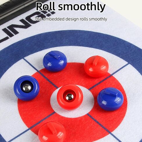 Tabletop Curling Game, Desktop Curling Board Games, 6 Stones and Floor Mat, Interactive Roll Up Mat for Sport Party, Home Outdoor Fun in Kuwait