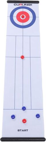 Tabletop Curling Game, Desktop Curling Board Games, 6 Stones and Floor Mat, Interactive Roll Up Mat for Sport Party, Home Outdoor Fun in Kuwait