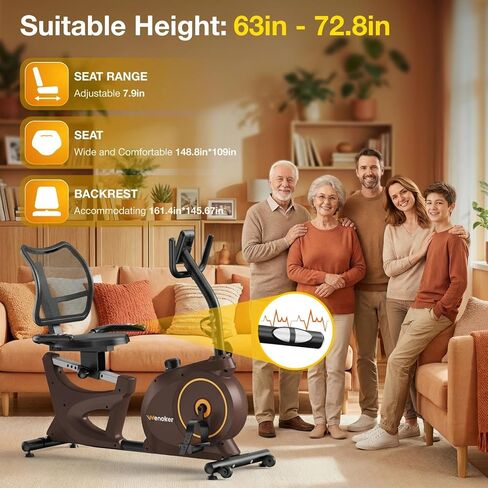 Recumbent Exercise Bikes for Home | Light Commercial-Grade Recumbent Bike for Seniors | Magnetic Recumbent Exercise Bikes with Heart Rate Handle | Smart App,LCD with Comfortable Seat in Kuwait