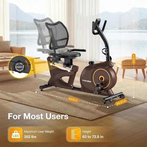 Recumbent Exercise Bikes for Home | Light Commercial-Grade Recumbent Bike for Seniors | Magnetic Recumbent Exercise Bikes with Heart Rate Handle | Smart App,LCD with Comfortable Seat in Kuwait