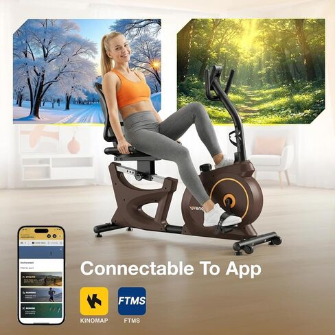 Recumbent Exercise Bikes for Home | Light Commercial-Grade Recumbent Bike for Seniors | Magnetic Recumbent Exercise Bikes with Heart Rate Handle | Smart App,LCD with Comfortable Seat in Kuwait