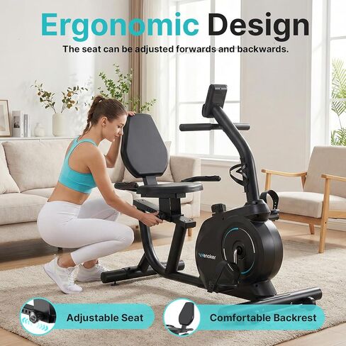 Recumbent Exercise Bike for Home, Quiet & Low-Impact Stationary Bike for Seniors & Adults, 16-Level Resistance, Adjustable Seat & LCD Monitor in Kuwait
