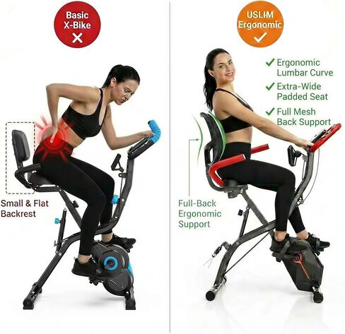 دراجة تمرين قابلة للطي للمنزل، دراجة ثابتة مستقيمة ومستلقية مع مسند ظهر شبكي مريح، دراجة تمرين هادئة لكامل الجسم في الداخل، مقعد عريض، دولاب الموازنة 6.6 رطل وسعة 300 رطل، رمادي in Kuwait