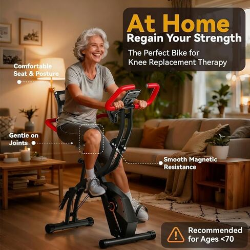 دراجة تمرين قابلة للطي للمنزل، دراجة ثابتة مستقيمة ومستلقية مع مسند ظهر شبكي مريح، دراجة تمرين هادئة لكامل الجسم في الداخل، مقعد عريض، دولاب الموازنة 6.6 رطل وسعة 300 رطل، رمادي in Kuwait