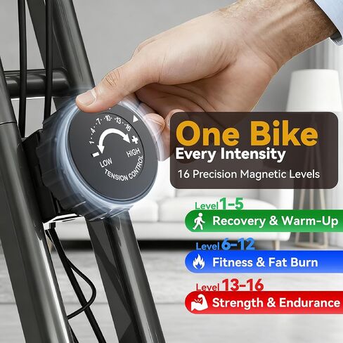 دراجة تمرين قابلة للطي للمنزل، دراجة ثابتة مستقيمة ومستلقية مع مسند ظهر شبكي مريح، دراجة تمرين هادئة لكامل الجسم في الداخل، مقعد عريض، دولاب الموازنة 6.6 رطل وسعة 300 رطل، رمادي in Kuwait