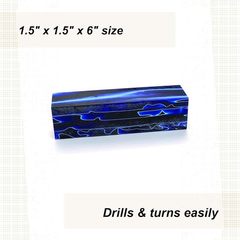 Woodriver Acrylic Turning Stock Sapphire Water 1-1/2" X 1-1/2" X 6" in Saudi Arabia