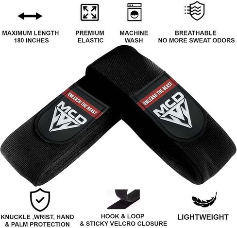 MCD Boxing Wraps for Men & Women 4.5m/180" Boxing Hand Wraps for Bᴏxing Gloves with Thumb Loop Muay Thai Hand Wrаps Semi-Elastic Wrist Wrаps Bᴏxing Wrap for MMA, Muay Thai & Martial Arts Training in Saudi Arabia