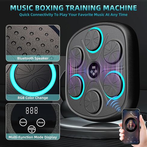 آلة ملاكمة موسيقية، مدرب ملاكمة مثبت على الحائط للبالغين والأطفال، حقيبة ملاكمة تفاعلية مع قفازات ملاكمة ومكبر صوت بلوتوث، معدات تدريب للمنزل والمكتب وصالة الألعاب الرياضية in Kuwait