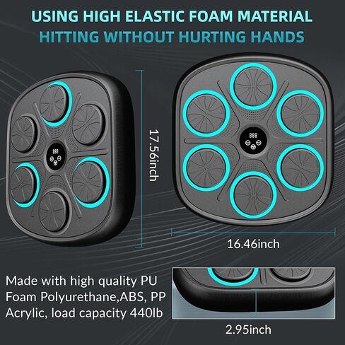 آلة ملاكمة موسيقية، مدرب ملاكمة مثبت على الحائط للبالغين والأطفال، حقيبة ملاكمة تفاعلية مع قفازات ملاكمة ومكبر صوت بلوتوث، معدات تدريب للمنزل والمكتب وصالة الألعاب الرياضية in Kuwait