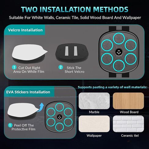 آلة ملاكمة موسيقية، مدرب ملاكمة مثبت على الحائط للبالغين والأطفال، حقيبة ملاكمة تفاعلية مع قفازات ملاكمة ومكبر صوت بلوتوث، معدات تدريب للمنزل والمكتب وصالة الألعاب الرياضية in Kuwait