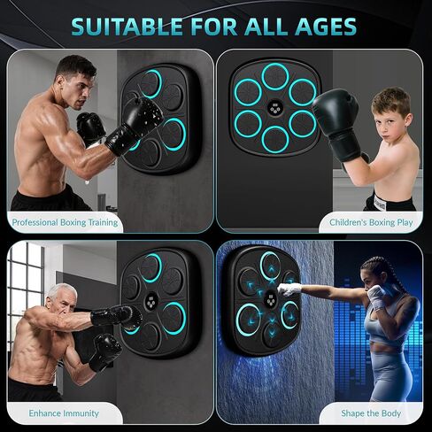 آلة ملاكمة موسيقية، مدرب ملاكمة مثبت على الحائط للبالغين والأطفال، حقيبة ملاكمة تفاعلية مع قفازات ملاكمة ومكبر صوت بلوتوث، معدات تدريب للمنزل والمكتب وصالة الألعاب الرياضية in Kuwait