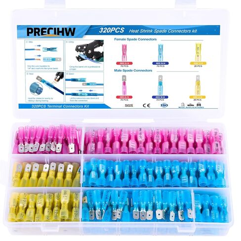 320PCS Heat Shrink Disconnect Connectors kit, Male & Female Blade/Spade Wire Terminals, Quick Disconnect Crimp Wire Connectors for Marine Wiring/Electrical Projects in Saudi Arabia